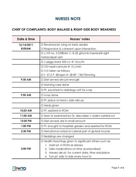 Nursing Notes How To Write 10 Best Examples