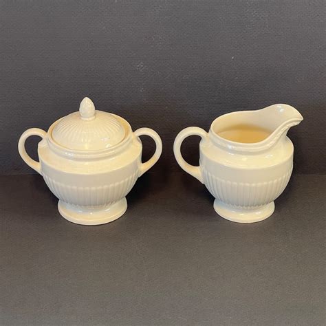 Wedgewood Edme Cream White Porcelain Cream Pitcher Sugar Bowl W Lid