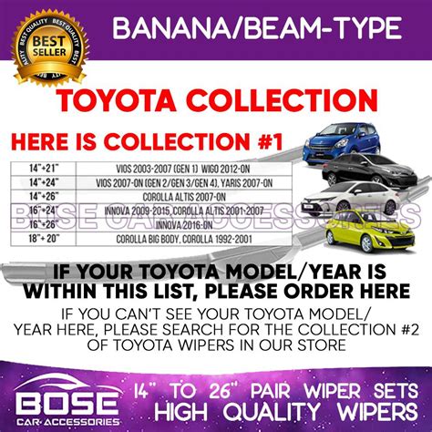 Toyota Cars Banana Type Front Wiper Blade Collection For Wigo Vios