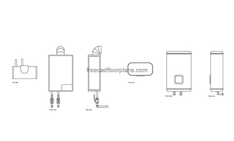 Wall Mounted Water Heaters Free Cad Drawings