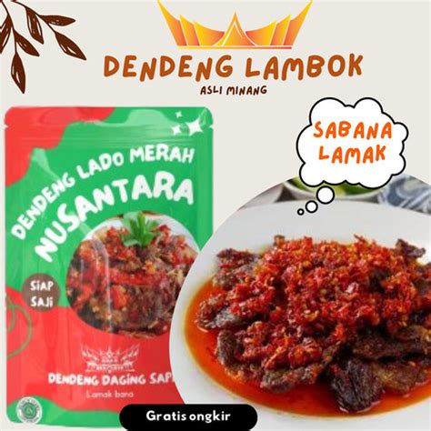 Jual Dendeng Lambok Balado Merah Kemasan 250 Gr Daging Sapi Khas Minang