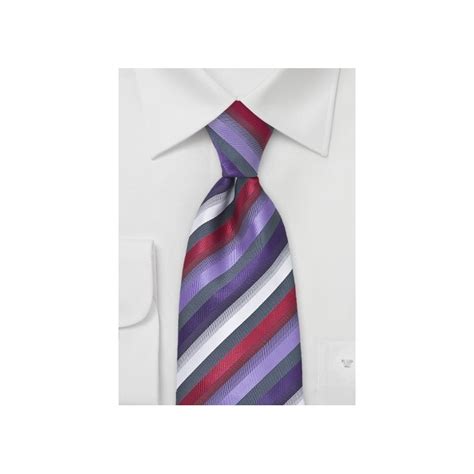 Purple And Red Striped Tie