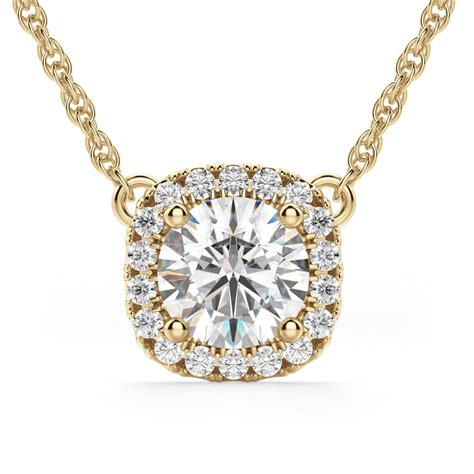 Naples Necklace With Ct Round Center Dew K Yellow Gold Moissanite