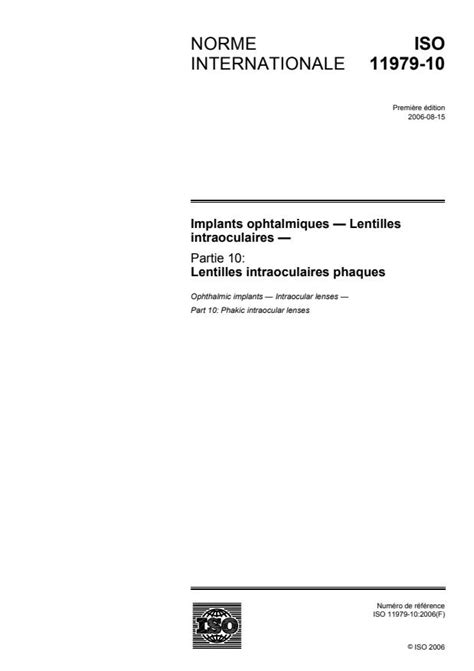 ISO 11979 10 2006 Ophthalmic Implants Intraocular Lenses Part 10