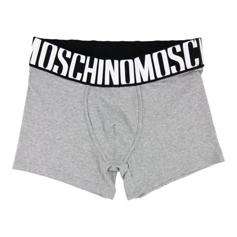 Moschino Underwear Logo Print Stretch Cotton Trunks Grey Onu