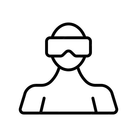 Icono De Línea De Realidad Virtual Hombre Con Gafas 3d Casco De