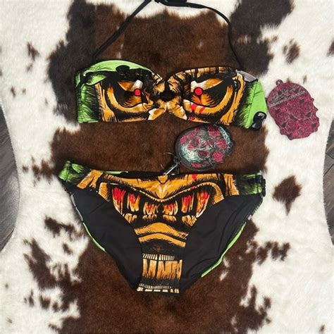 Iron Fist Swim Iron Fist Tiki Bandeau Bikini Set With Adjustable