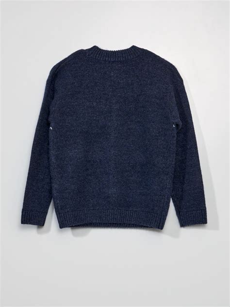 Pull en maille chinée avec imprimé Bleu Kiabi 13 00