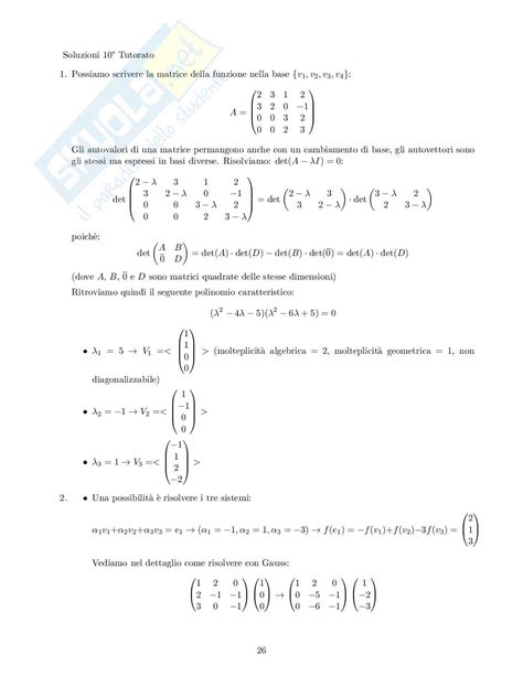 Esercizi Svolti Di Algebra Lineare E Geometria