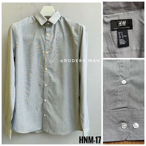 Jual Kemeja H M Easy Iron Slim Fit Shirt Original Light Grey Hnm