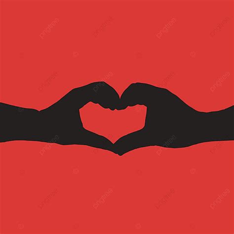 Hand Heart Sign Silhouette On Color Background, Graphic, Illustration ...