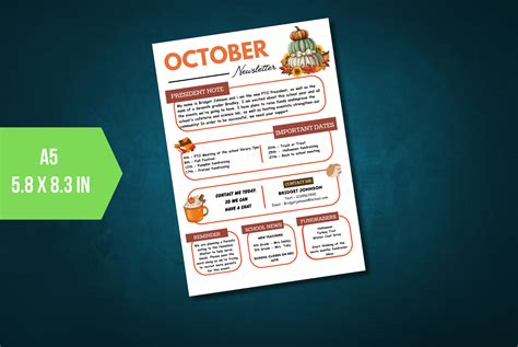 Editable October Newsletter Template Classroom Printable Etsy