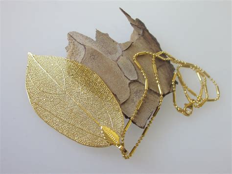 Gold Leaf Necklace Real Filigree Leaf Pendant Necklace Etsy