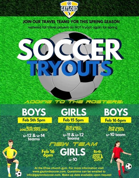 Spring Travel Soccer Tryouts Boys And Girls 2014 2015 Gaylord