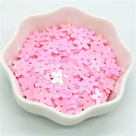 Pink Flower Sequins 10mm Flat Loose Sequin Pvc Paillettes For Sewing