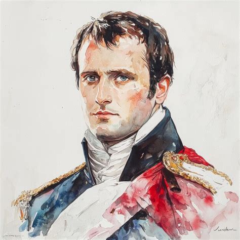 Watercolor Portrait Of Napoleon Bonaparte A Historic Artwork Premium