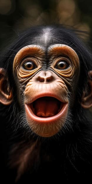 Premium AI Image | A monkey with a big mouth and a big smile on his face.