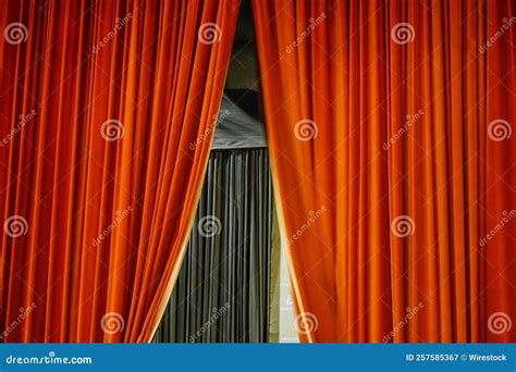 Opening Stage Curtains At The Theatre Indoor Stock Image Image Of