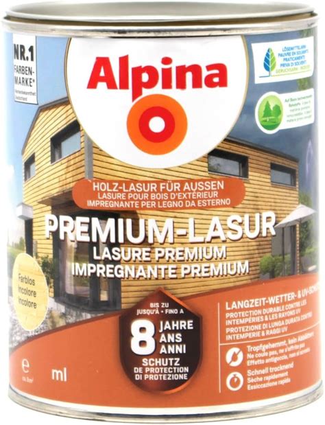 Alpina Premium Holzlasur L Wetterschutzlasur F R Au En Palisander