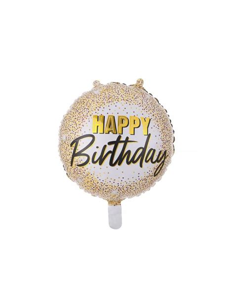 Ballon Mylar Rond Happy Birthday Fleuri