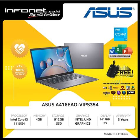 Jual ASUS VivoBook 14 A416EAO I3 1115G4 4GB 512GB 14 FHD IPS W11 OHS21