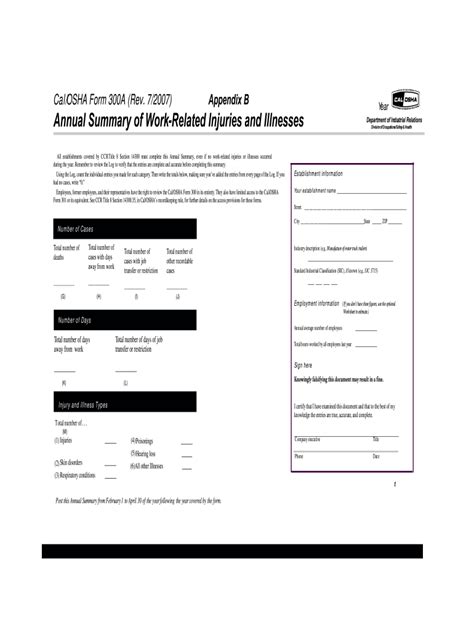 Osha Form 300a Printable - NewFreePrintable.net