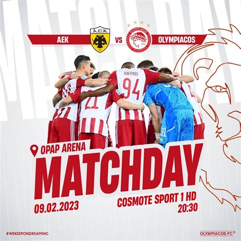 🔥 MATCHDAY 🔥 ⚽️ AEK vs Olympiacos 🏆 Greek Cup 🏟 Opap Arena, 20:30 🇬🇷 : r/olympiacosfans