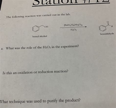 Solved The Following Reaction Was Carried Out In The Lab Chegg