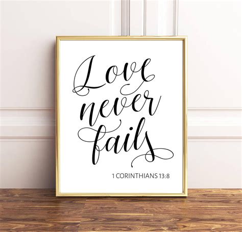 Love Never Fails 1corinthians 138 Bible Verse Print Etsy