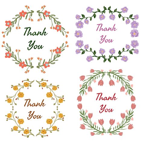 Psd Free Download Png Image Beautiful Thank You Floral Wreath Label Set Free Download Png And