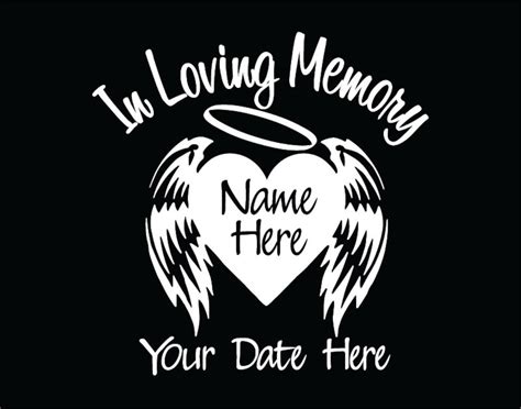 In Loving Memory Of Memorial Decal With Heart And Angel Wings In