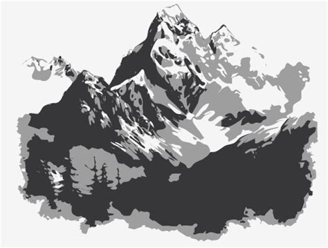 Mountain Landscape stencil in 3 layers.