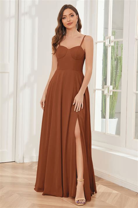 A Line Spaghetti Straps Chiffon Bridesmaid Dresses