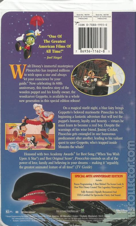 Pinocchio Vhs 1985