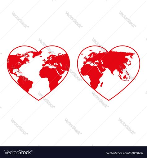 Heart Shaped Globe Royalty Free Vector Image Vectorstock