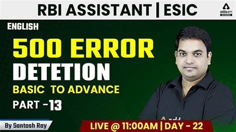 Rbi Assistant Esic English By Santosh Ray Sir Errors Basic To