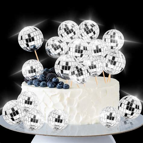 Buy Disco Ball Cake Toppers 20pcs 1970s Disco Ball Cake Decorations