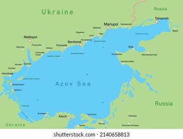 Vector Illustration Sea Azov Map Stock Vector (Royalty Free) 2140658813