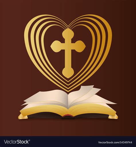 Bible Heart Cross Religion Wedding Royalty Free Vector Image