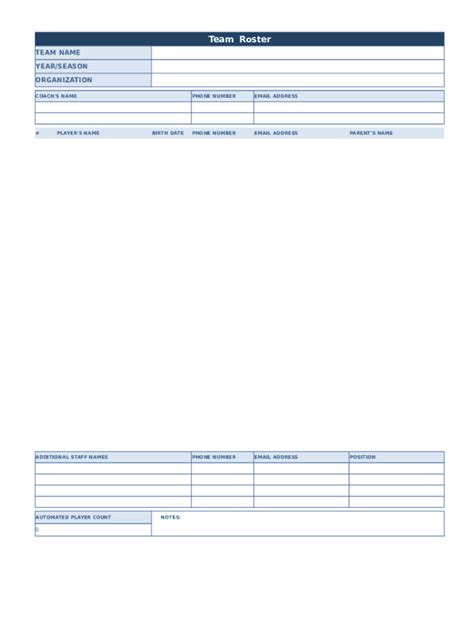 Team Roster Template Complete With Ease Airslate Signnow