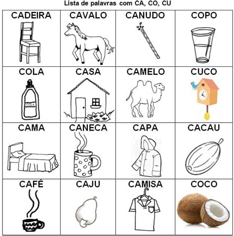 Palavra Com Ca Co Cu - Lista de palavras com sílabas CA-CO-CU | Lista de palavras, Palavras ...