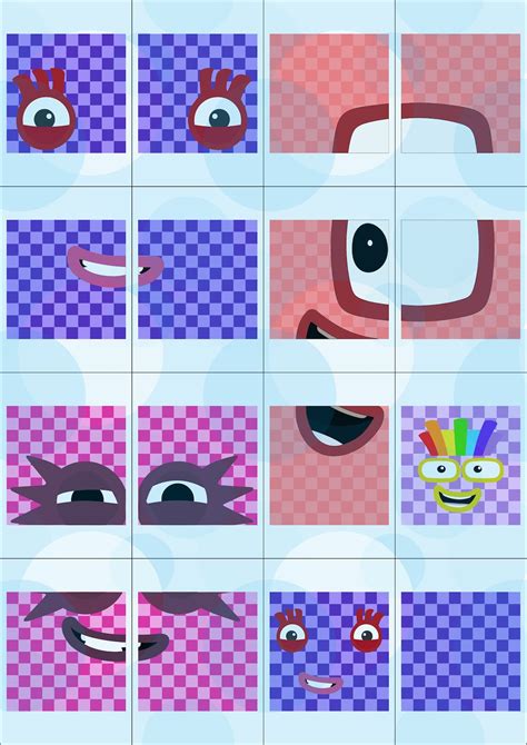 Numberblocks 100 1000 Faces For 2cm Cubes A4 Sticker Printing