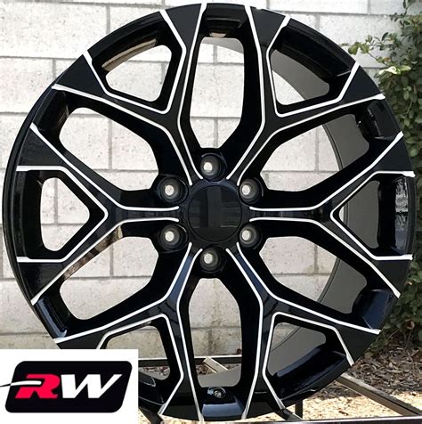 22 X9 Inch Chevy Silverado Factory Style Snowflake Wheels Black Milled