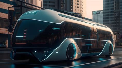 A Futuristic Bus That Says Bus On The Side Premium AI Generated Image