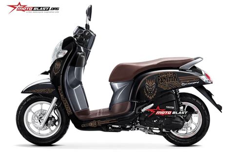 Honda Scoopy Esp 2017 Stylish Black Livery Black Panther Brown | MOTOBLAST