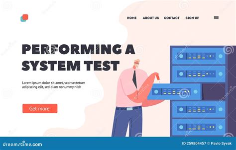 System Administrator Testing Equipment Landing Page Template Sysadmin Servicing Server Racks Or