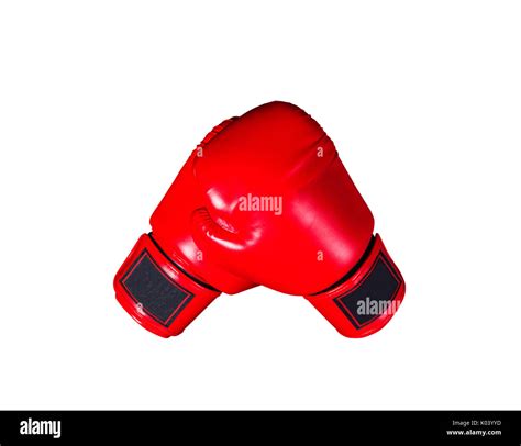 Red boxing gloves on a white background Stock Photo - Alamy