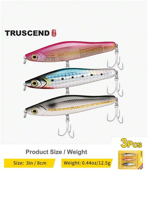 Truscend Truscend Pcs Sinking Pencil Lures With Propellers Bkk Hooks