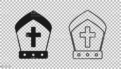 Black Pope Hat Icon Isolated On Transparent Background Christian Hat