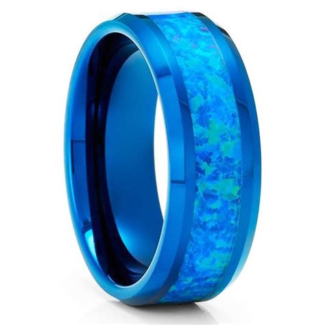 Opal Wedding Ringblue Tungsten Ringtungsten Carbide Ringengagement Ring8mm Wedding Ring